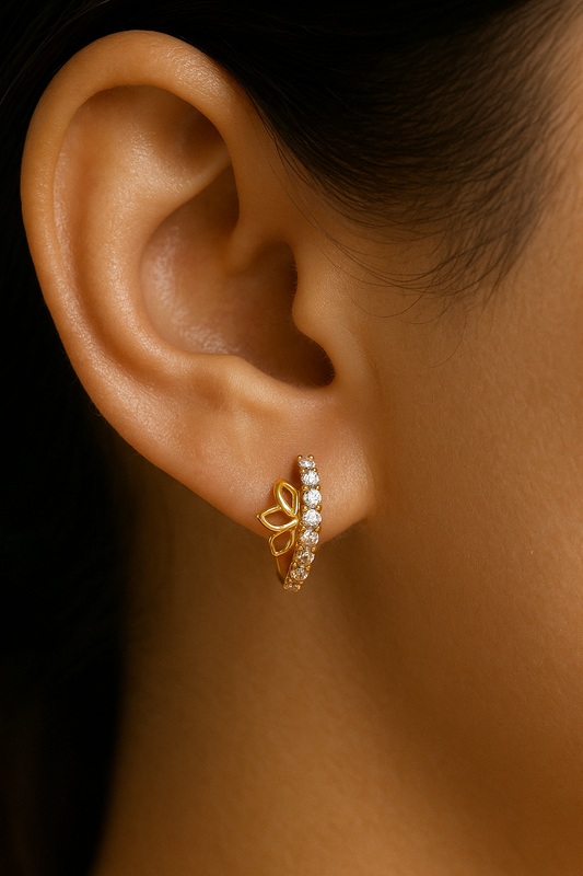 White Lily Hoop Earrings