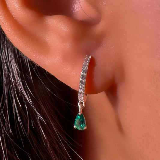 Emerald Diamond Hoop Earring
