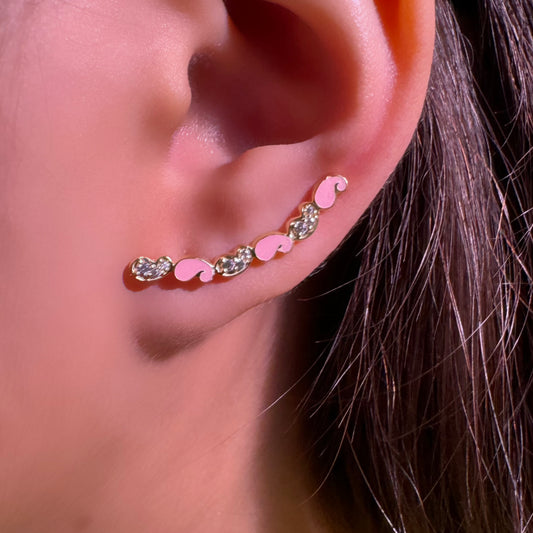Pink Heart Climber Earring