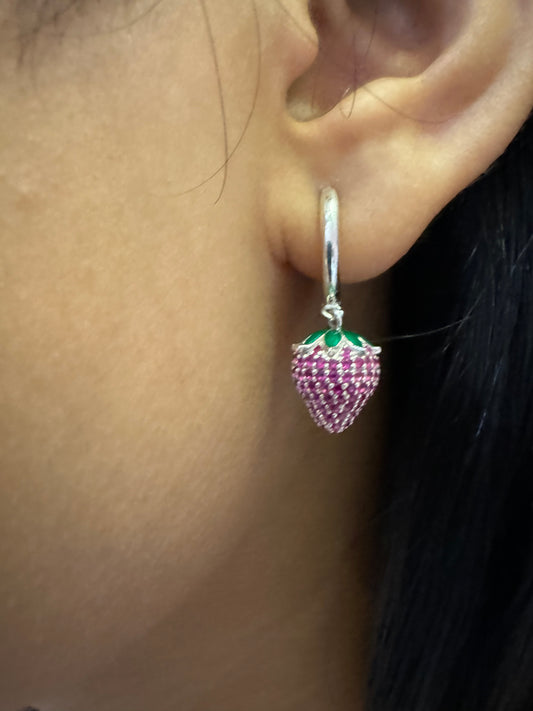 strawberry hoop earrings