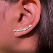 White Heart Climber Earring