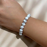 Howlite beads silver bracelet