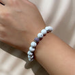 Howlite Beads with Purple Diamond Silver Bracelet