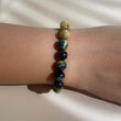 Brown Cats Eye Beads Silver Bracelet